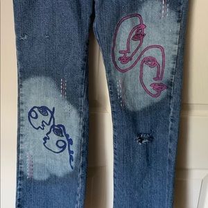 Refashioned jeans up-cycled jeans custom jeans